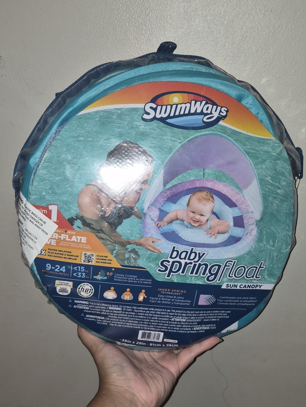 SwimWays Baby SpringFloat Sun Canopy - Teal & Purple